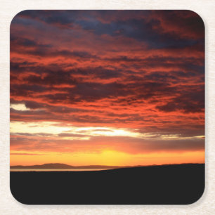Sunset on Islay, Scotland Square Paper Coaster