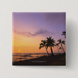 Sunset on Kahaluu Bay in Kona,Hawaii 2 15 Cm Square Badge