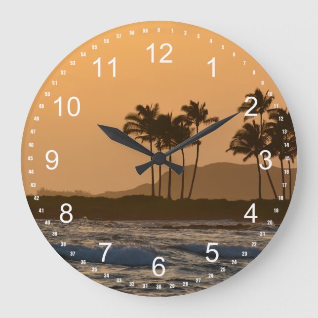 Sunset on Kauai Large Clock (Front)