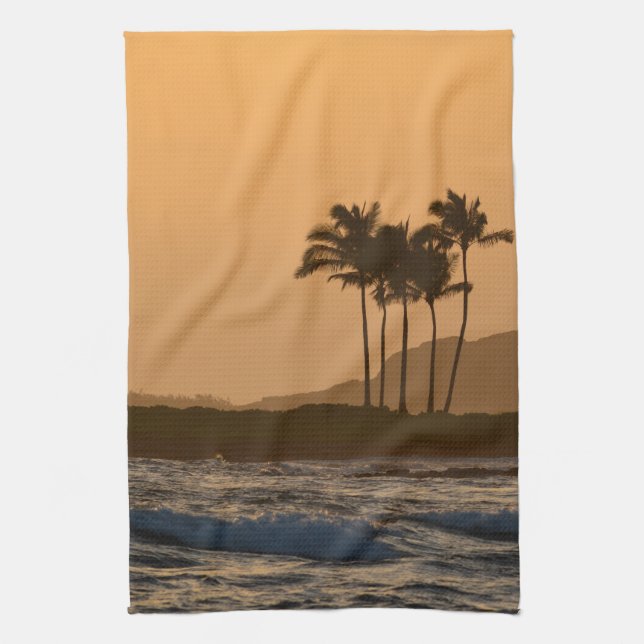 Sunset on Kauai Tea Towel (Vertical)