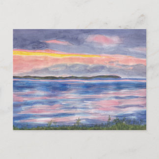 Sunset on Kelleys Island Watercolors Postcard