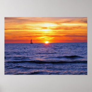 Sunset on Lake Michigan 2 Poster