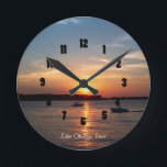 Sunset on Lake Okoboji, Iowa Round Clock<br><div class="desc">Beautiful sunset on Lake Okoboji,  Iowa</div>