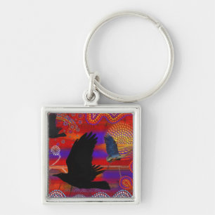 Sunset on Lake Wendouree Australian Aboriginal Art Key Ring