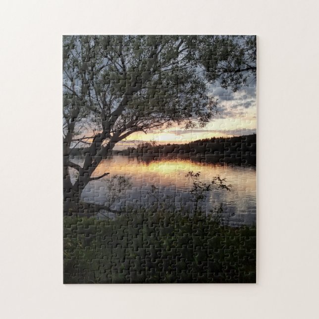 Sunset on Lake With Tree Jigsaw Puzzle (Vertical)