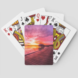 Sunset on Maldives Island   Water Villas Resort Playing Cards