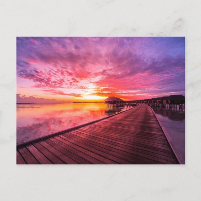 Sunset on Maldives Island | Water Villas Resort Postcard (Front)