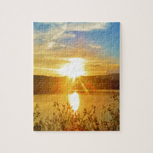 Sunset on mountain Lake Arrowhead Jigsaw Puzzle (Vertical)