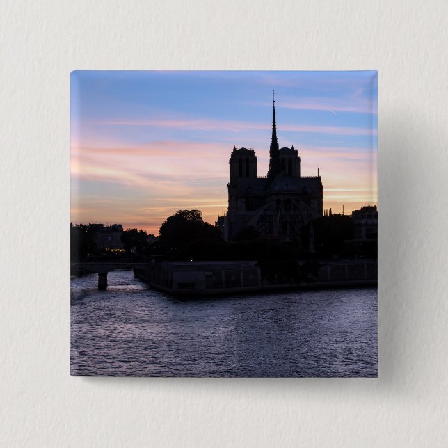 Sunset on Notre Dame de Paris 15 Cm Square Badge (Front)