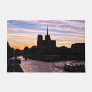 Sunset on Notre Dame de Paris - Paris, France Doormat