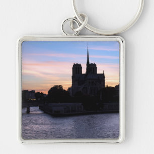 Sunset on Notre Dame de Paris - Paris, France Key Ring