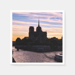 Sunset on Notre Dame de Paris - Paris, France Napkin