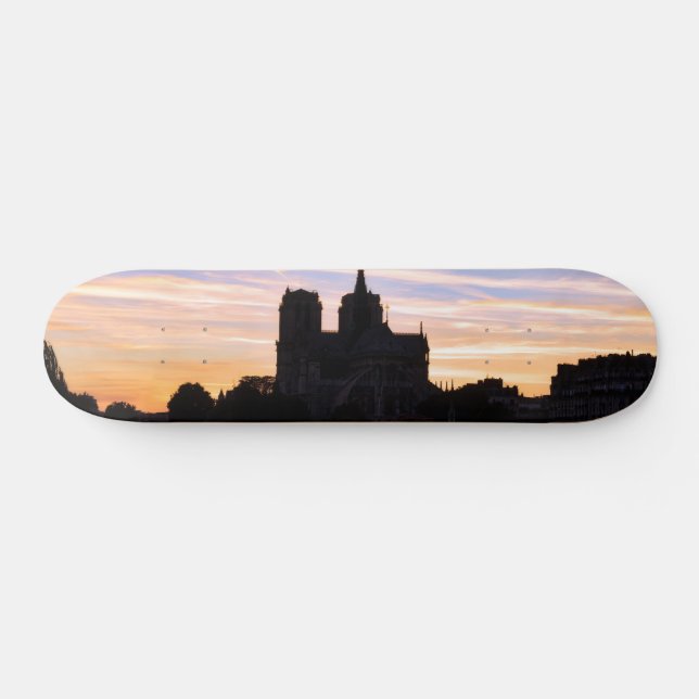 Sunset on Notre Dame de Paris - Paris, France Skateboard (Horz)
