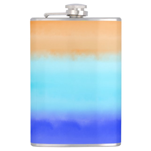 Sunset on ocean watercolor  Abstract art Ombre   Hip Flask (Front)
