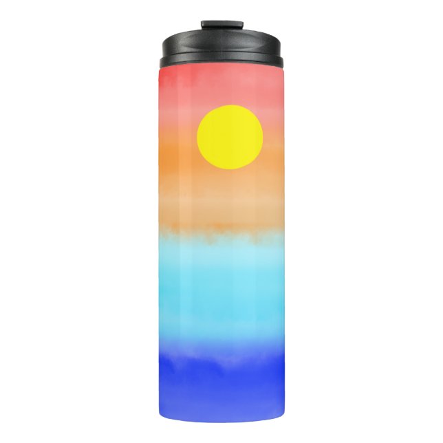 Sunset on ocean watercolor  Abstract art Ombre Thermal Tumbler (Front)