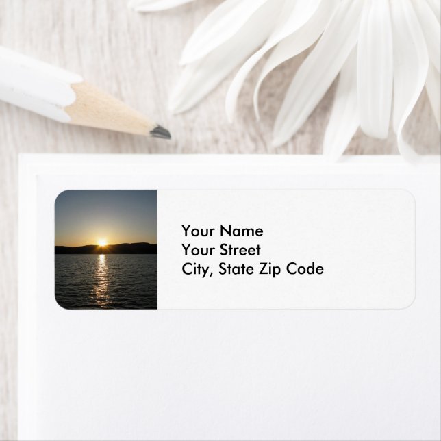 Sunset on Onota Lake return address label (Insitu)