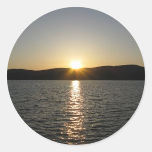 Sunset on Onota Lake: Vertical Classic Round Sticker
