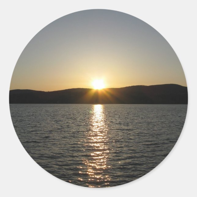 Sunset on Onota Lake: Vertical Classic Round Sticker (Front)