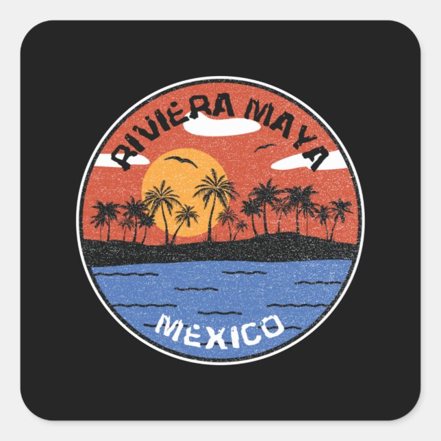 Sunset On Riviera Maya Mexico Square Sticker (Front)