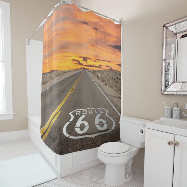 Sunset on Route 66 Shower Curtain (In Situ)