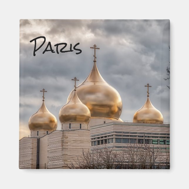 Sunset on Russian Orthodox Cathedral in Paris Magnet (Front)