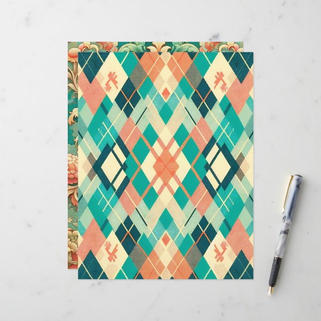 Sunset on Sea Patterned Scrapbook Paper (Front/Back In Situ)