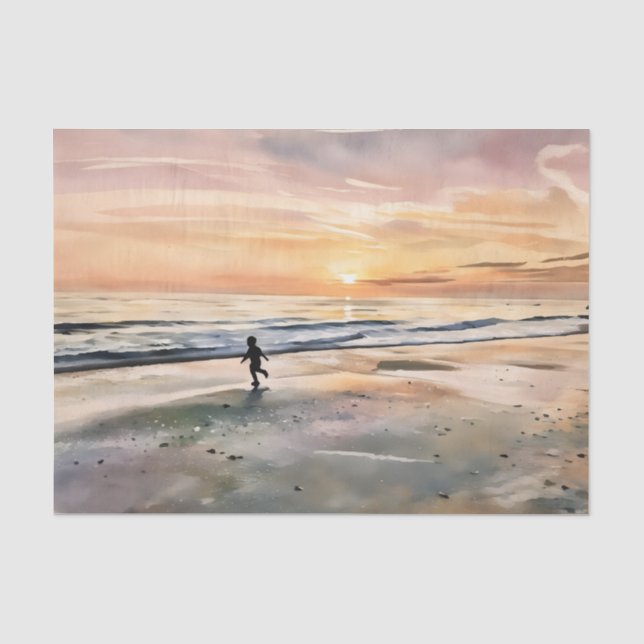 Sunset on the Beach child playing tissue paper (Front)