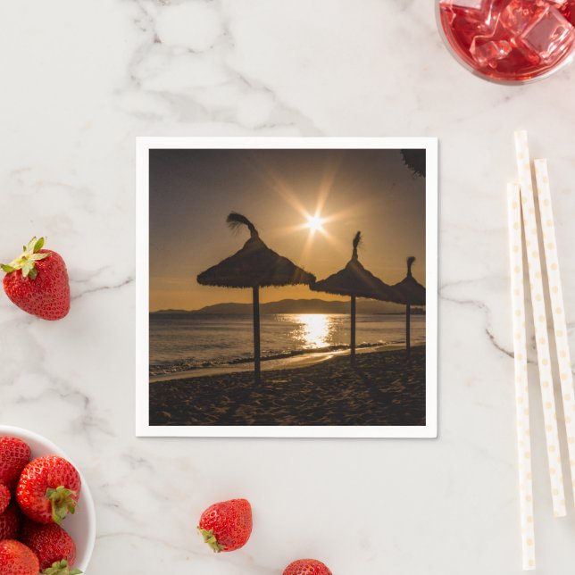 Sunset on the beach, Mallorca, Spain Napkin (Insitu)