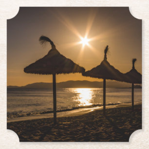 Sunset on the beach, Mallorca, Spain Paper Coaster