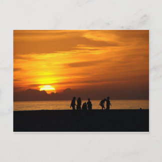Sunset On The Beach Postcard
