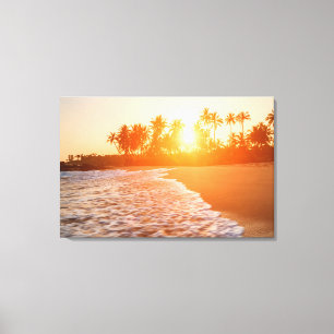 Sunset on the Beach with Coconut Palms Sri Lanka Canvas Print