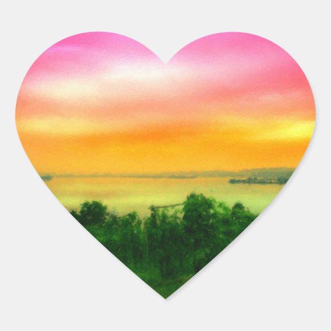 Sunset on the Bodensee Heart Sticker (Front)