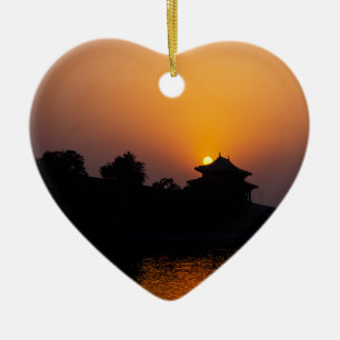 Sunset on the Forbidden city - Beijing, China Ceramic Tree Decoration