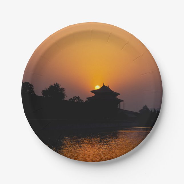Sunset on the Forbidden city - Beijing, China Paper Plate (Front)