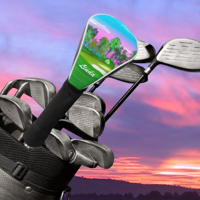 Sunset On The Golf Course Personalised Golf Head Cover (Creator Uploaded)