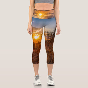 Sunset on the Kalahari desert, Namibia Capri Leggings