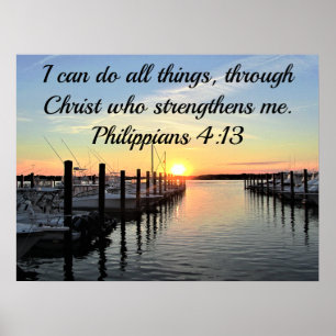 SUNSET ON THE LAKE PHILIPPIANS 4:13 POSTER