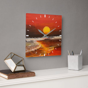 Sunset on the Pacific, by Gary Poling Square Wall Clock