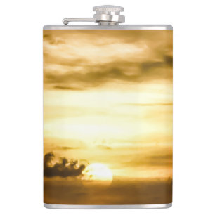 Sunset On The Pacific Ocean Hip Flask