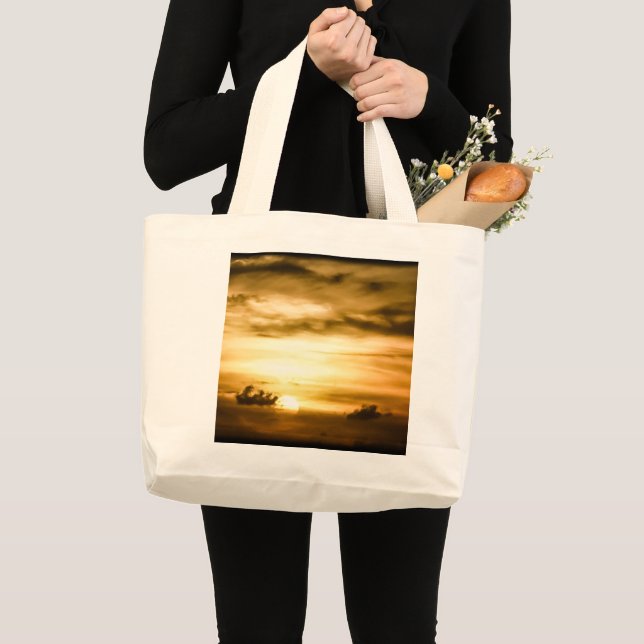 Sunset On The Pacific Ocean Large Tote Bag (Front (Product))