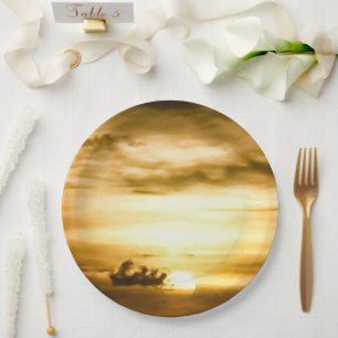 Sunset On The Pacific Ocean Paper Plate