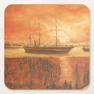 Sunset on the Past Square Paper Coaster