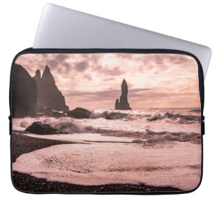 Sunset on the Reynisfjara black sand beach, Icelan Laptop Sleeve