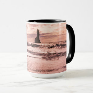 Sunset on the Reynisfjara black sand beach, Icelan Mug