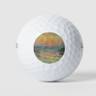 Sunset on the River Seine in Winter (Claude Monet) Golf Balls