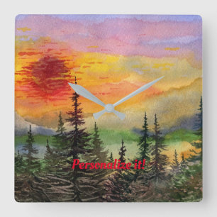 "Sunset on the Scenic" Highland Scenic Highway Square Wall Clock