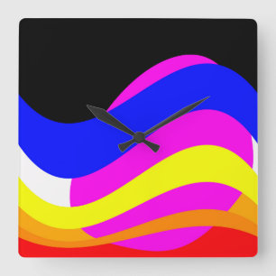 Sunset on the sea square wall clock