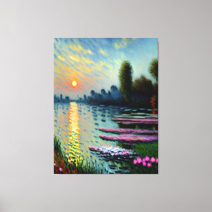 Sunset On the Seine Art Canvas Print