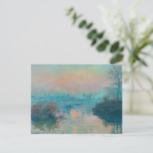 Sunset on the Seine at Lavacourt by Claude Monet Holiday Postcard