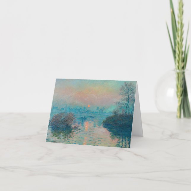 Sunset on the Seine at Lavacourt by Claude Monet Thank You Card (Front)